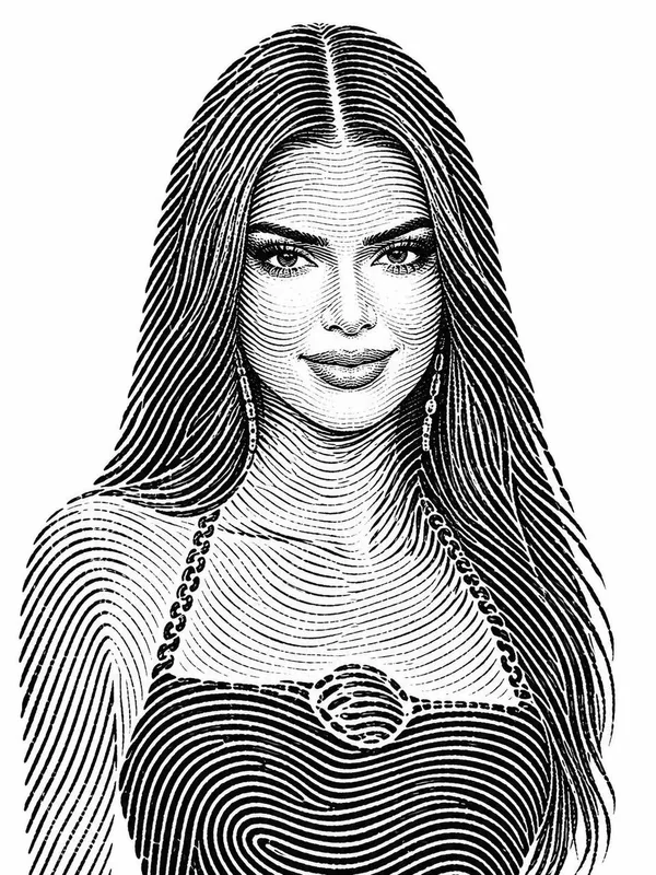 STYLEBiometric fingerprint line art print SUBJECT[SUBJECT] formed from curving f…